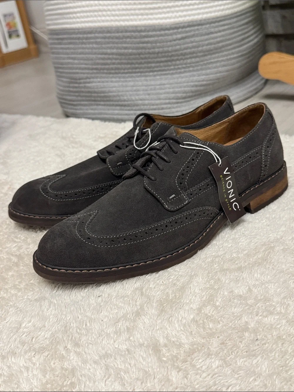 Price firm Men's Vionic Wingtip Suede Dress Shoes - Dark Gray